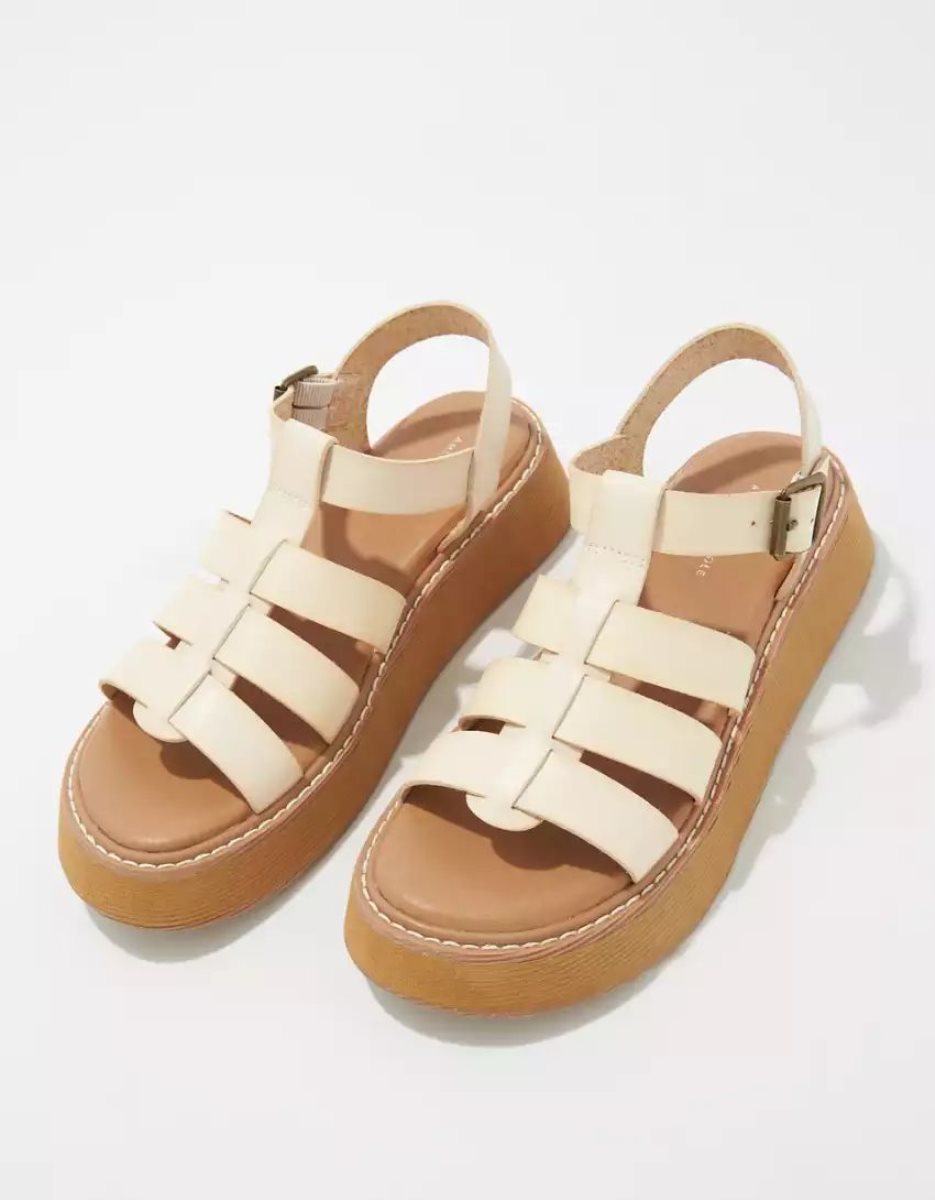 Compensées American Eagle AE Fisherman Sandal Beige Kaki Femme | GPD-12002195